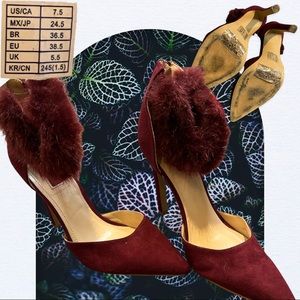 Faux fur burgundy stiletto